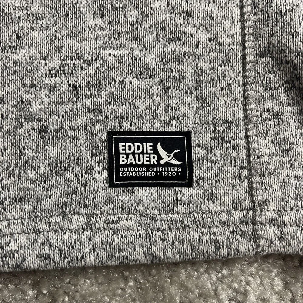 Eddie Bauer Sweater Mens Large Gray Quarter Zip Fleece Pullover Outdoors Warm - Picture 3 of 4
